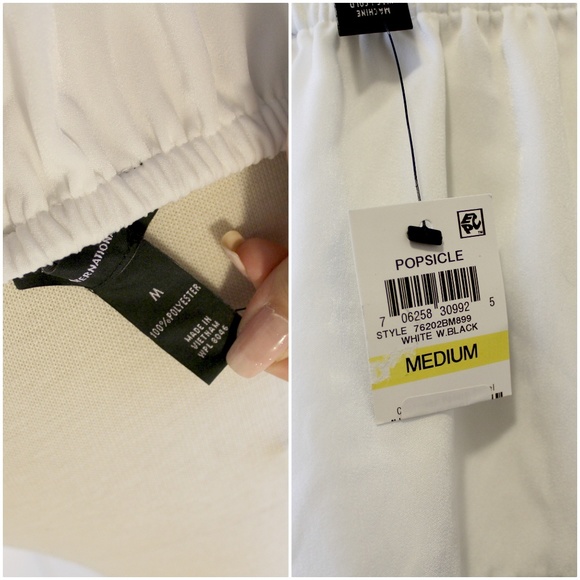 INC Tassel White Black Popsicle Off Shoulder Top M - Picture 4 of 4